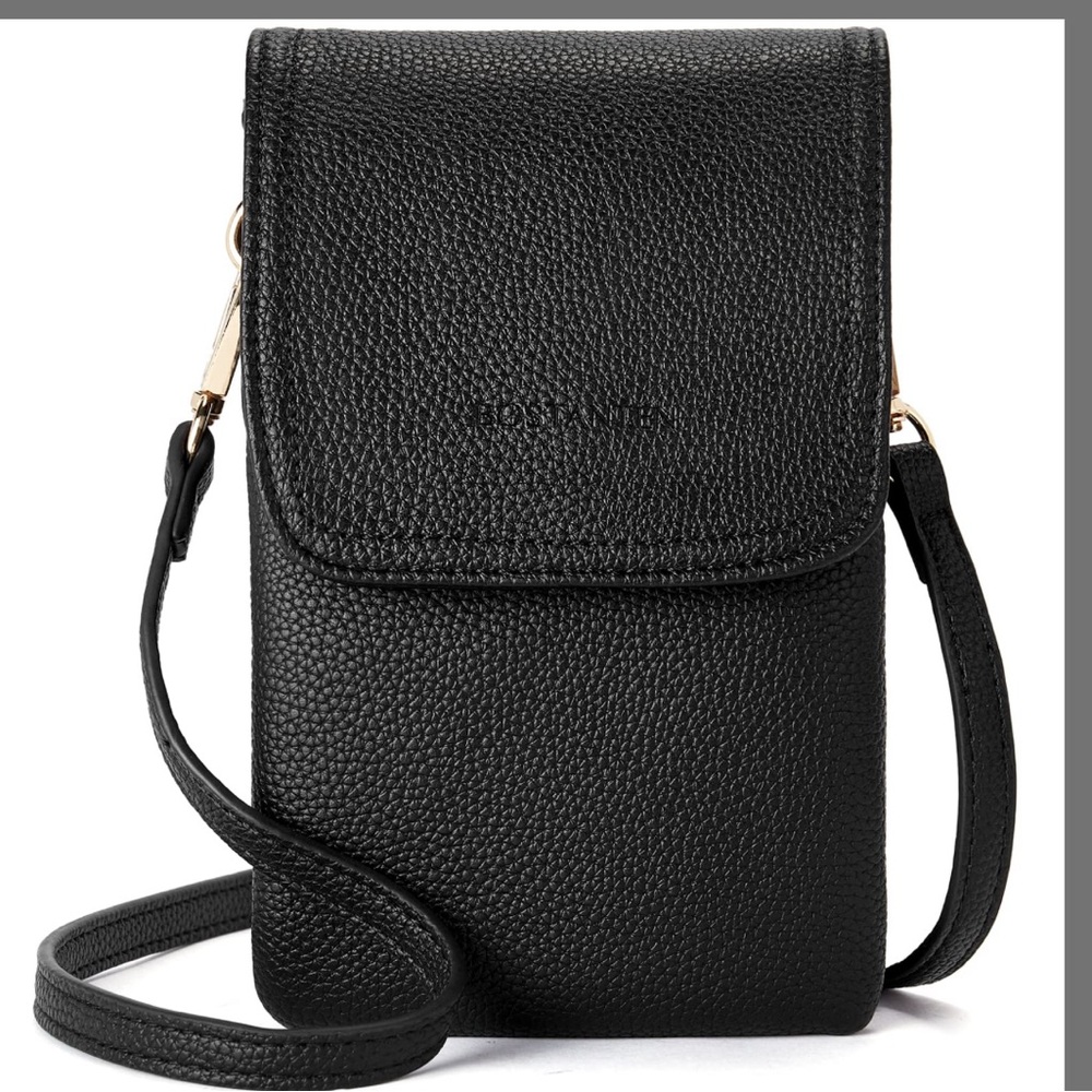 Black Leather Crossbody Bag with Adjustable Strap New without Tags